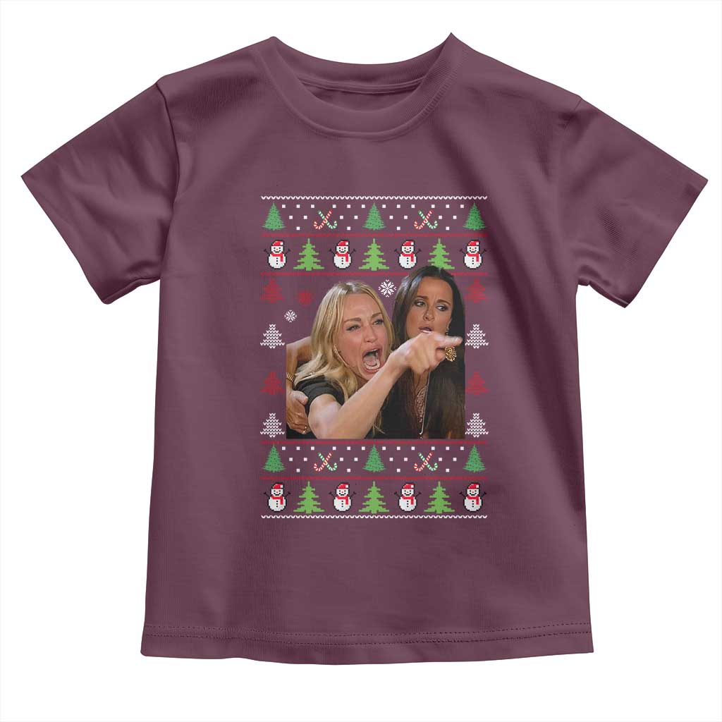 Woman Yelling At A Cat Ugly Christmas Toddler T Shirt Funny Meme Matching Couple Christmas Pajama - Wonder Print Shop