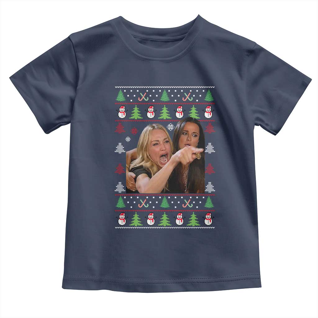 Woman Yelling At A Cat Ugly Christmas Toddler T Shirt Funny Meme Matching Couple Christmas Pajama - Wonder Print Shop