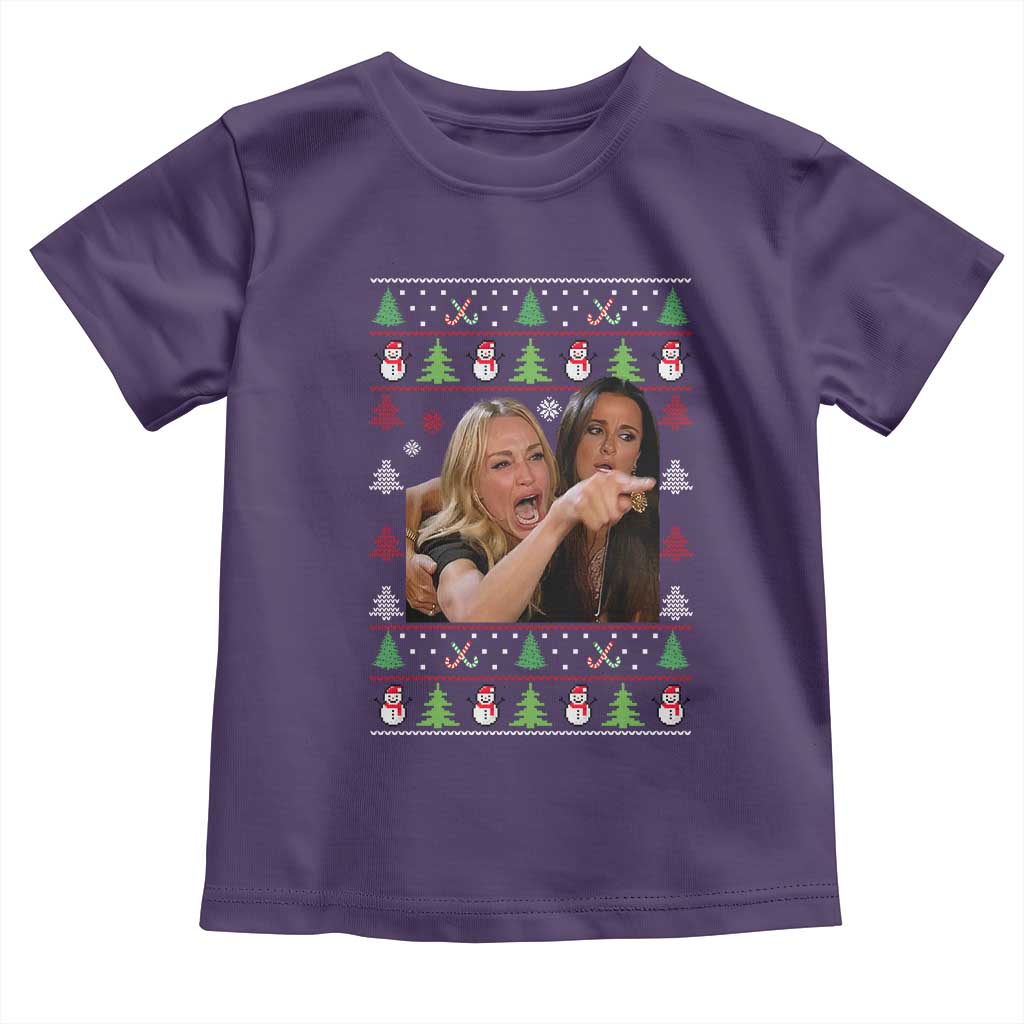 Woman Yelling At A Cat Ugly Christmas Toddler T Shirt Funny Meme Matching Couple Christmas Pajama - Wonder Print Shop