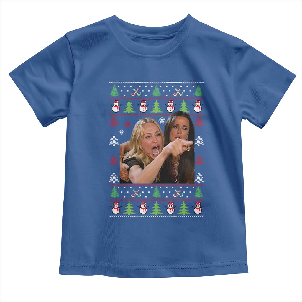 Woman Yelling At A Cat Ugly Christmas Toddler T Shirt Funny Meme Matching Couple Christmas Pajama - Wonder Print Shop