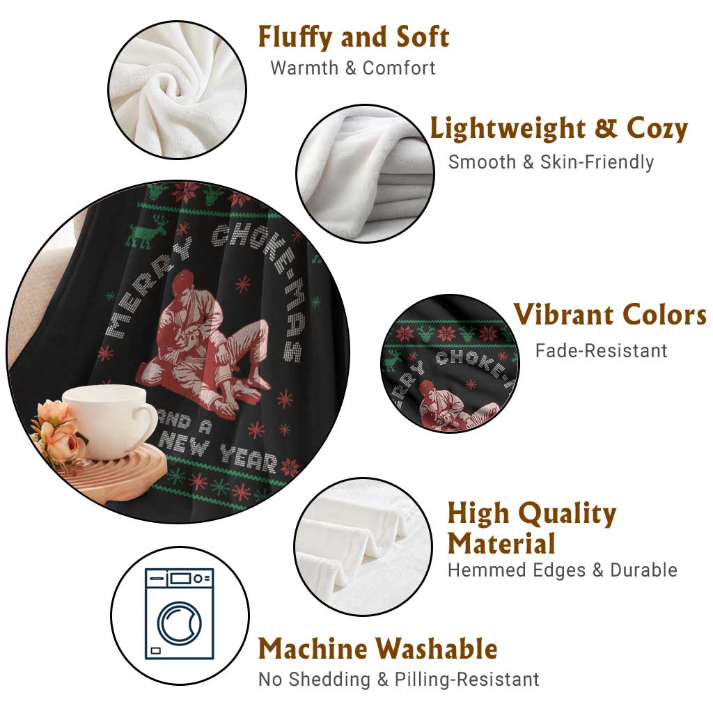 Funny Jiu Jitsu Christmas Throw Blanket Holiday Martial Arts BJJ Lover Ugly Xmas - Wonder Print Shop