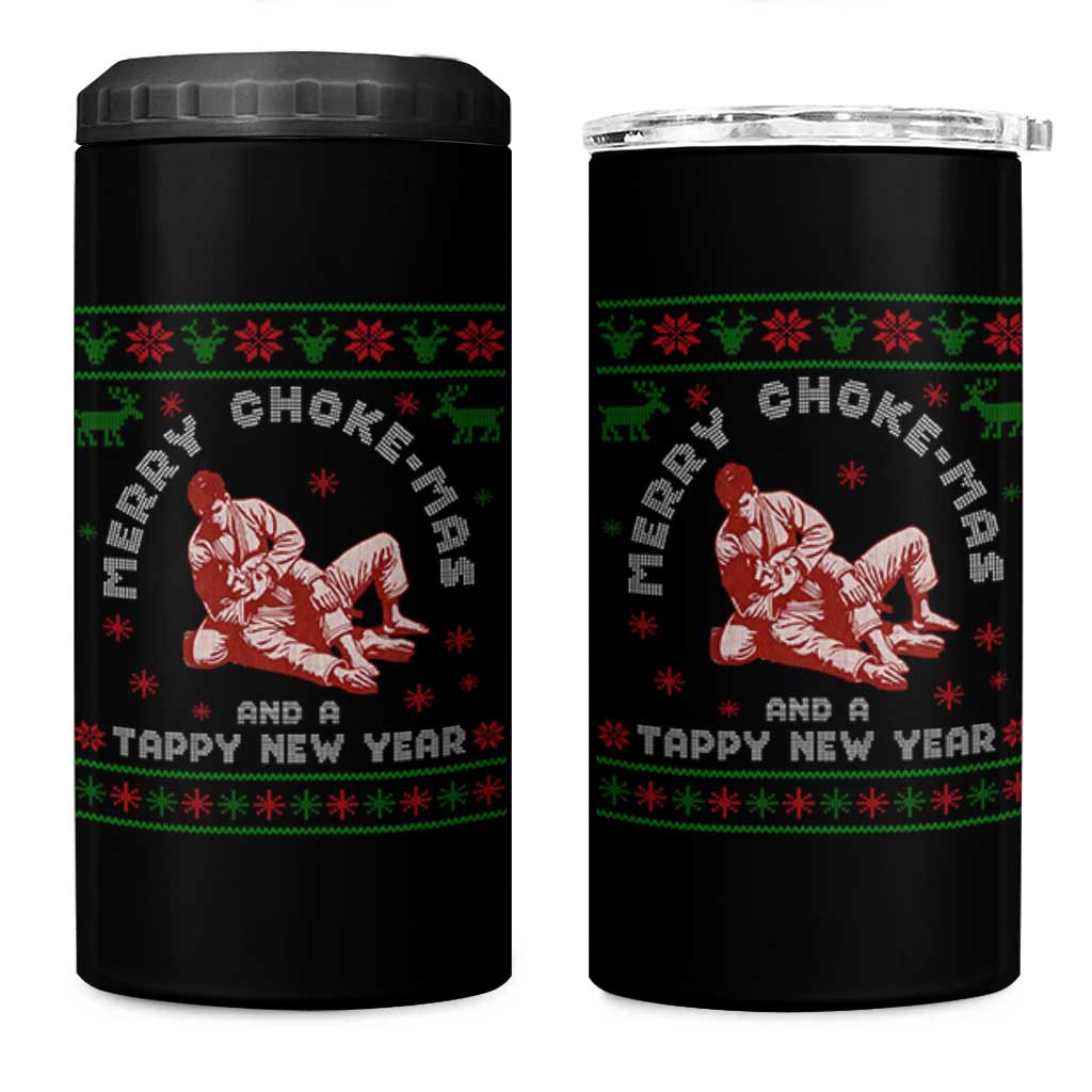 Funny Jiu Jitsu Christmas 4 in 1 Can Cooler Tumbler Holiday Martial Arts BJJ Lover Ugly Xmas - Wonder Print Shop