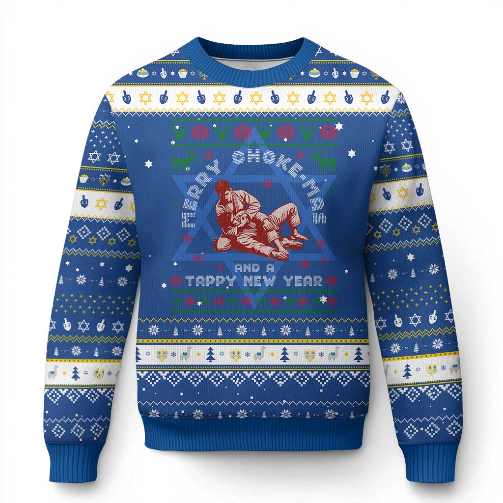Funny Jiu Jitsu Christmas Hanukkah Ugly Sweater Holiday Martial Arts BJJ Lover Ugly Xmas - Wonder Print Shop