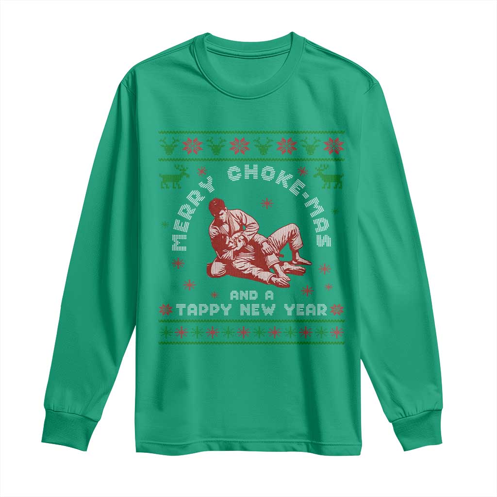 Funny Jiu Jitsu Christmas Long Sleeve Shirt Holiday Martial Arts BJJ Lover Ugly Xmas - Wonder Print Shop