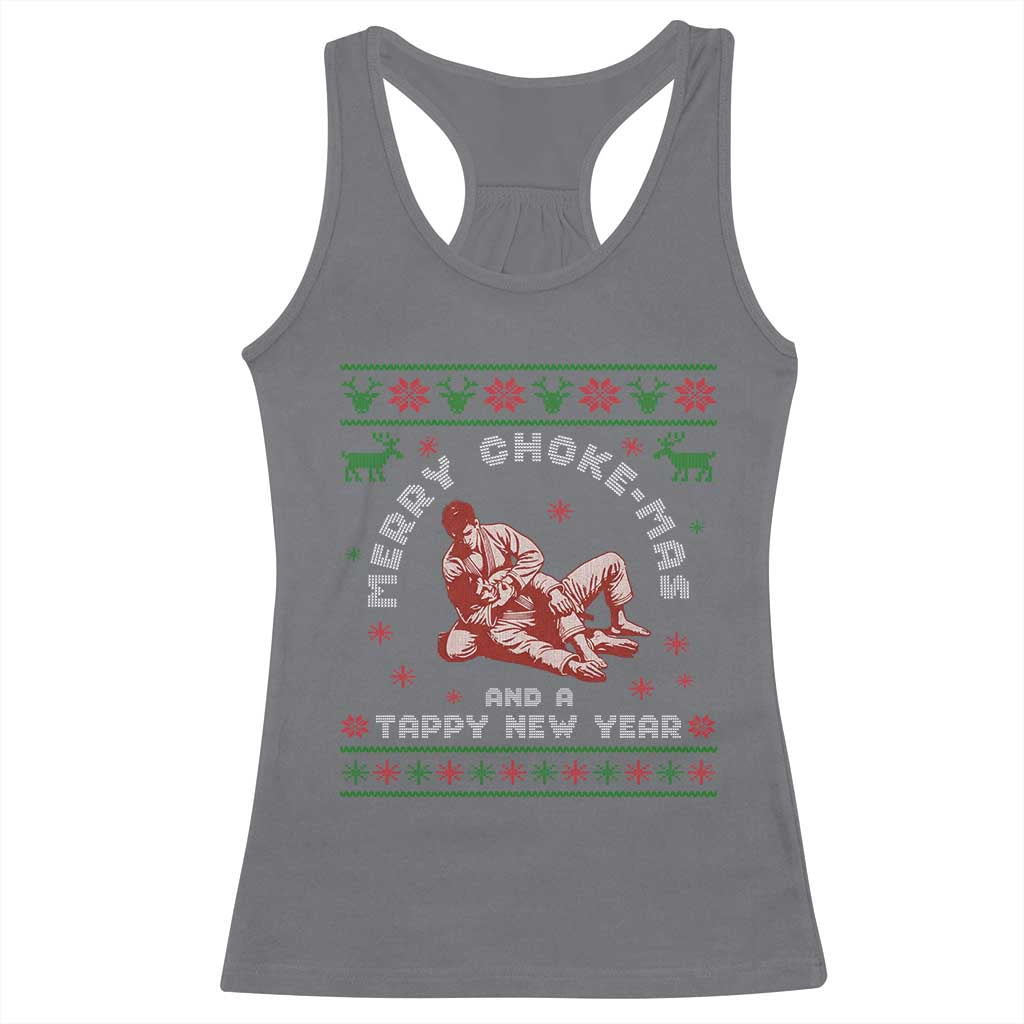 Funny Jiu Jitsu Christmas Racerback Tank Top Holiday Martial Arts BJJ Lover Ugly Xmas - Wonder Print Shop