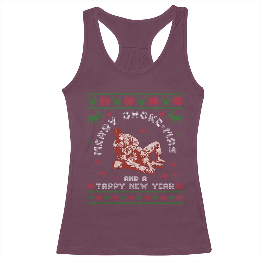 Funny Jiu Jitsu Christmas Racerback Tank Top Holiday Martial Arts BJJ Lover Ugly Xmas - Wonder Print Shop