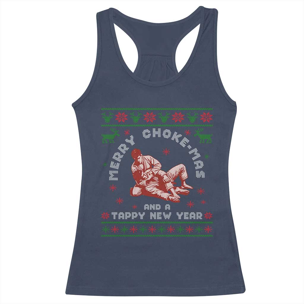 Funny Jiu Jitsu Christmas Racerback Tank Top Holiday Martial Arts BJJ Lover Ugly Xmas - Wonder Print Shop