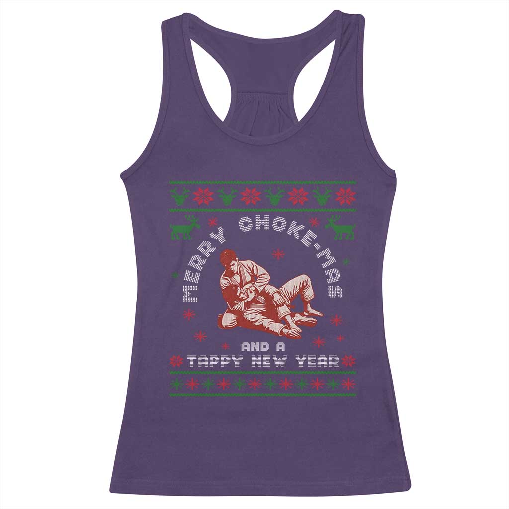 Funny Jiu Jitsu Christmas Racerback Tank Top Holiday Martial Arts BJJ Lover Ugly Xmas - Wonder Print Shop