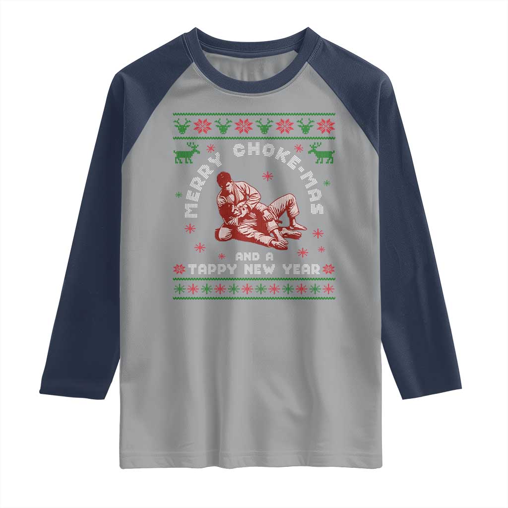 Funny Jiu Jitsu Christmas Raglan Shirt Holiday Martial Arts BJJ Lover Ugly Xmas - Wonder Print Shop
