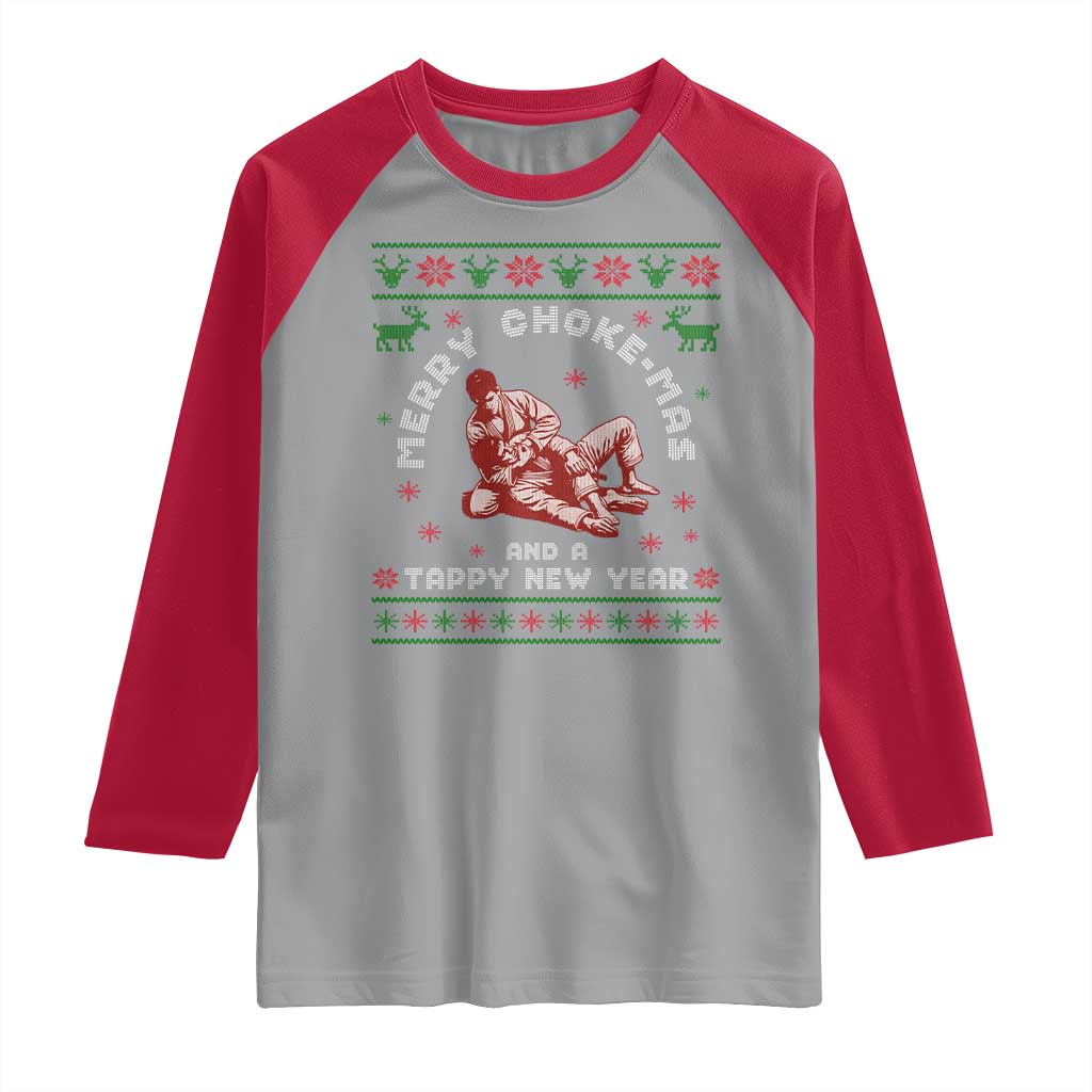 Funny Jiu Jitsu Christmas Raglan Shirt Holiday Martial Arts BJJ Lover Ugly Xmas - Wonder Print Shop