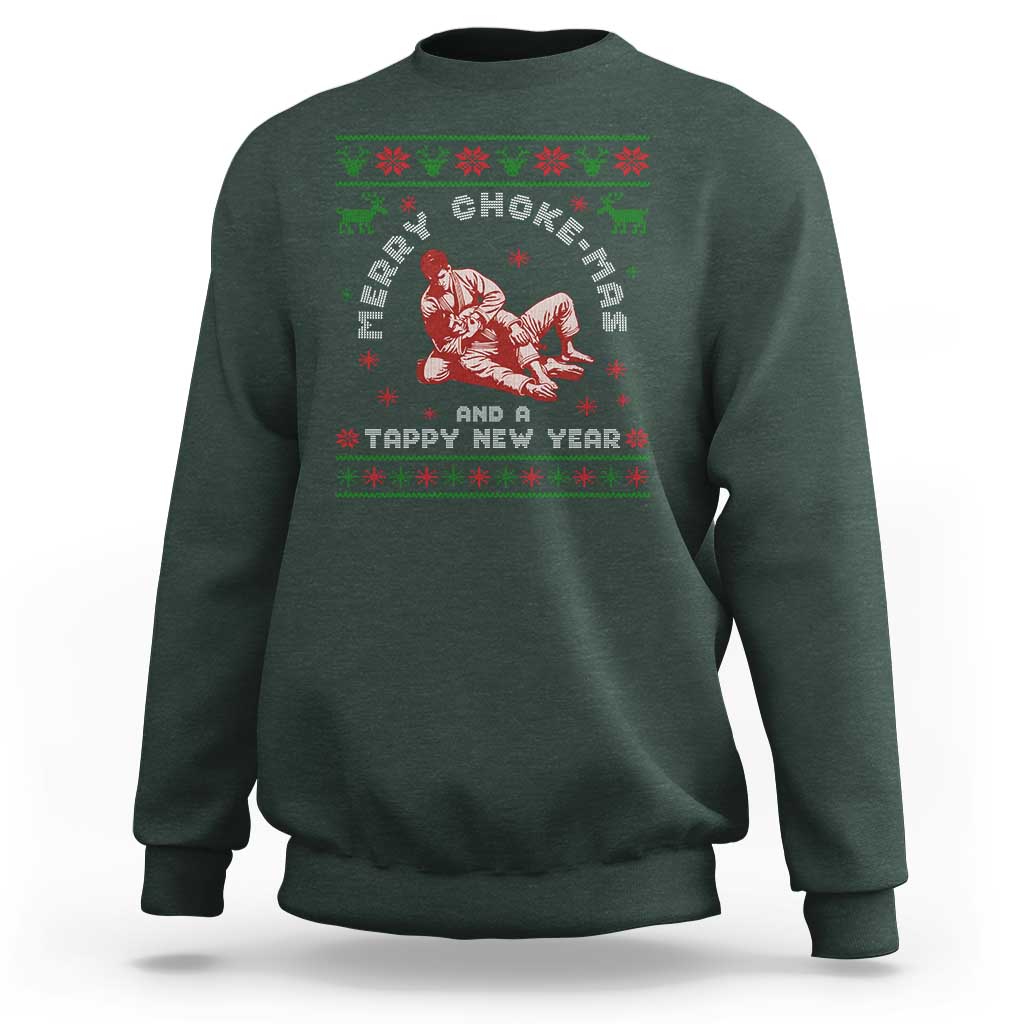 Funny Jiu Jitsu Christmas Sweatshirt Holiday Martial Arts BJJ Lover Ugly Xmas - Wonder Print Shop