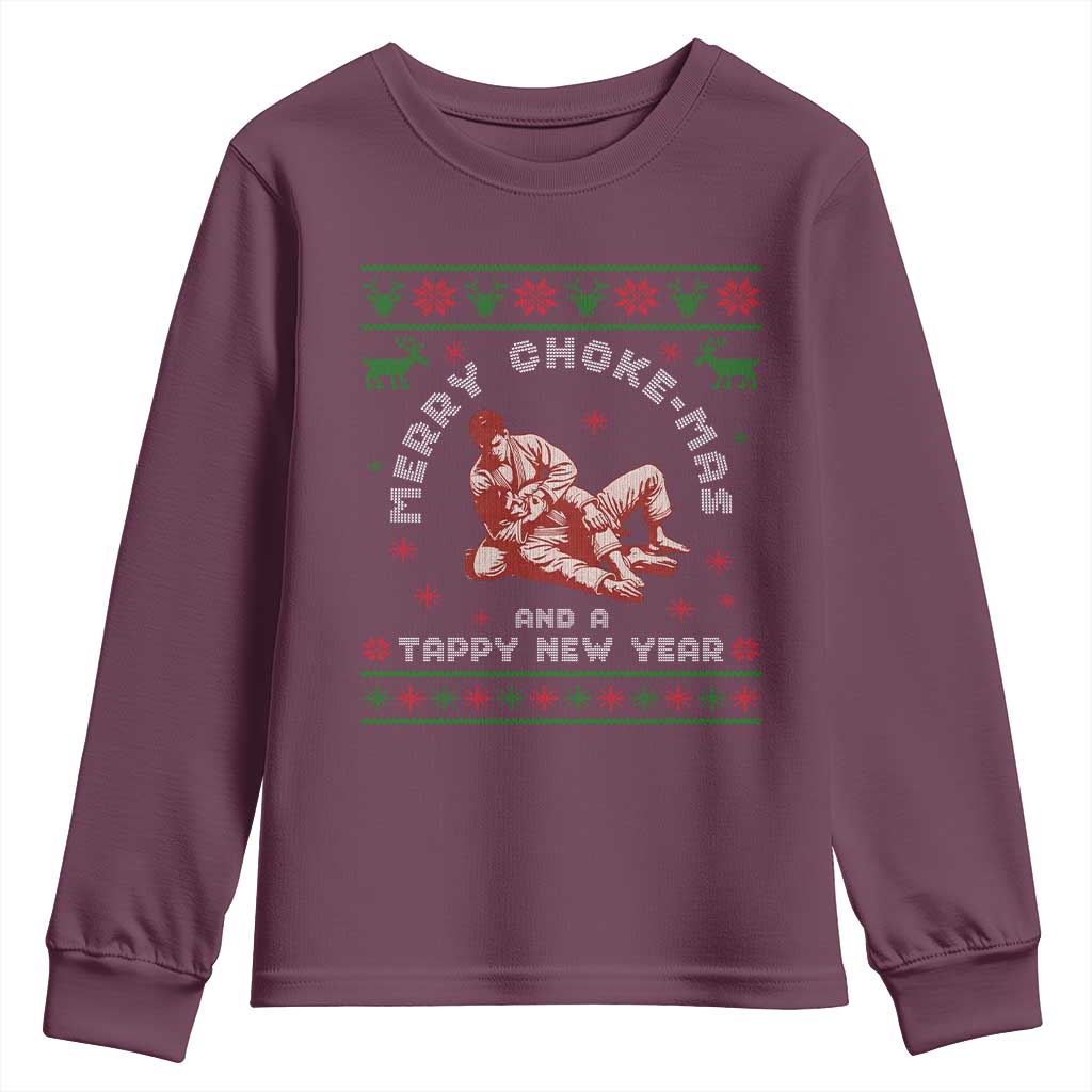 Funny Jiu Jitsu Christmas Youth Sweatshirt Holiday Martial Arts BJJ Lover Ugly Xmas - Wonder Print Shop