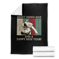 Jiu Jitsu Christmas Throw Blanket Retro Merry Choke Mas Tappy New Year Martial Arts BJJ Lover - Wonder Print Shop