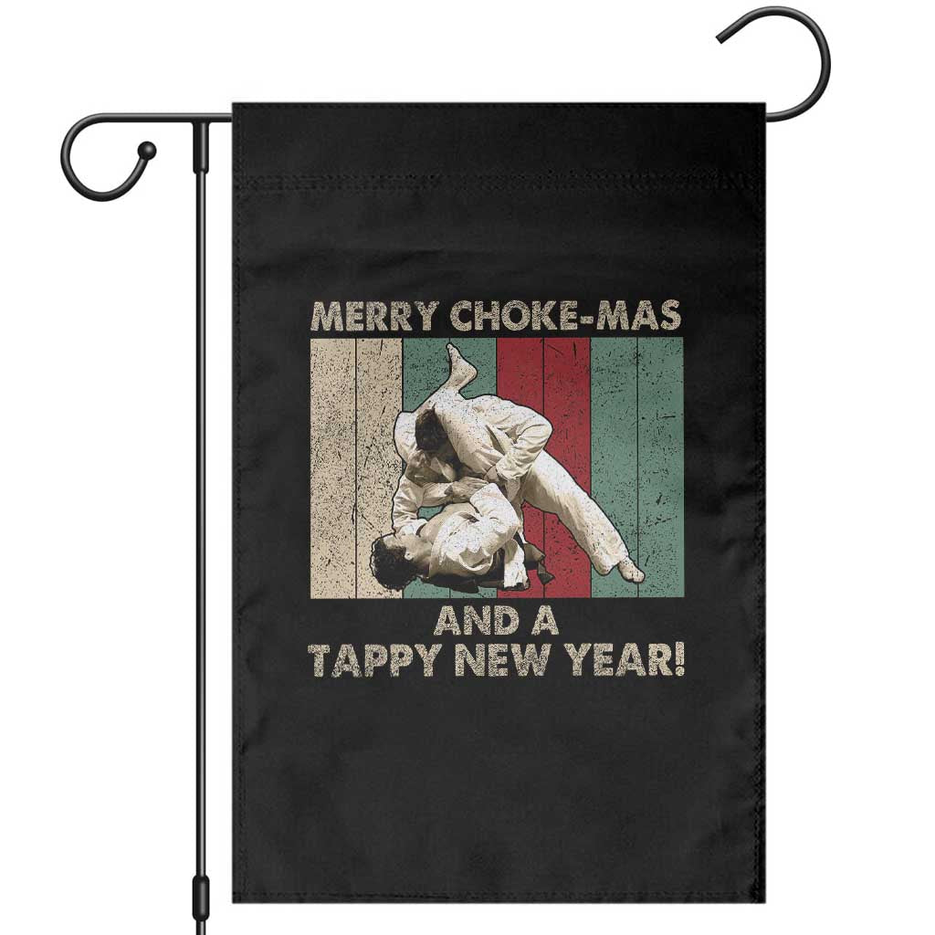 Jiu Jitsu Christmas Garden Flag Retro Merry Choke Mas Tappy New Year Martial Arts BJJ Lover - Wonder Print Shop