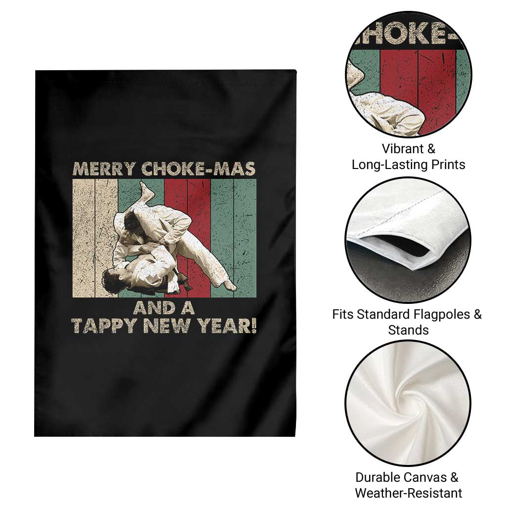 Jiu Jitsu Christmas Garden Flag Retro Merry Choke Mas Tappy New Year Martial Arts BJJ Lover - Wonder Print Shop