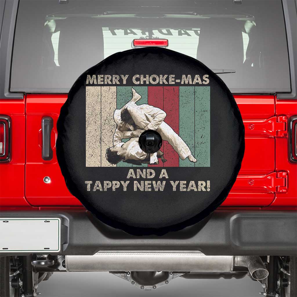 Jiu Jitsu Christmas Spare Tire Cover Retro Merry Choke Mas Tappy New Year Martial Arts BJJ Lover - Wonder Print Shop