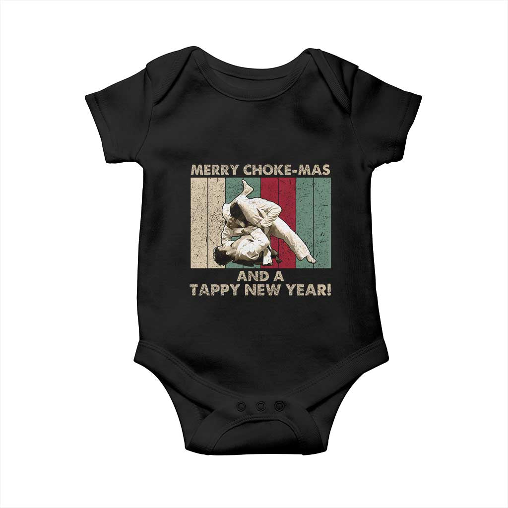 Jiu Jitsu Christmas Baby Onesie Retro Merry Choke Mas Tappy New Year Martial Arts BJJ Lover - Wonder Print Shop