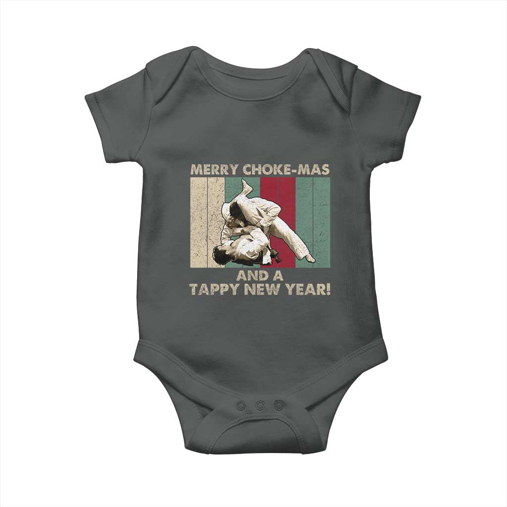 Jiu Jitsu Christmas Baby Onesie Retro Merry Choke Mas Tappy New Year Martial Arts BJJ Lover - Wonder Print Shop