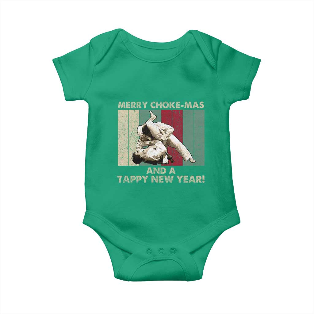 Jiu Jitsu Christmas Baby Onesie Retro Merry Choke Mas Tappy New Year Martial Arts BJJ Lover - Wonder Print Shop