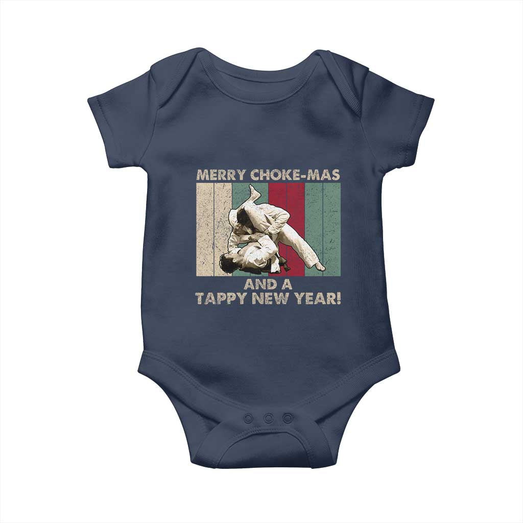 Jiu Jitsu Christmas Baby Onesie Retro Merry Choke Mas Tappy New Year Martial Arts BJJ Lover - Wonder Print Shop