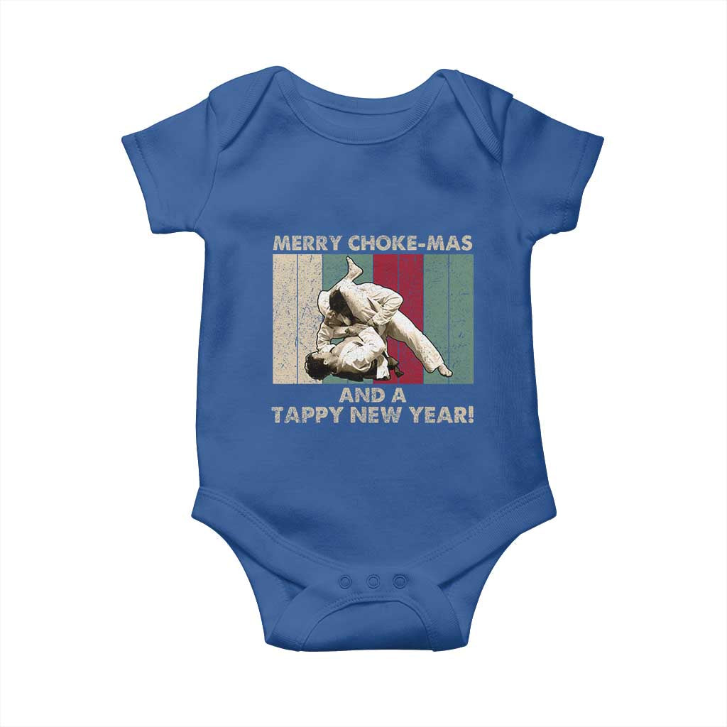Jiu Jitsu Christmas Baby Onesie Retro Merry Choke Mas Tappy New Year Martial Arts BJJ Lover - Wonder Print Shop