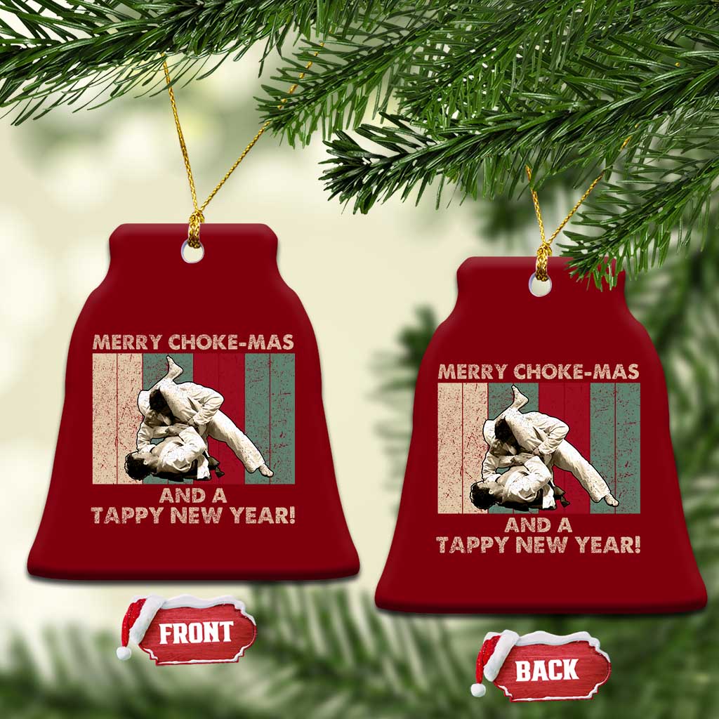 Jiu Jitsu Christmas Ceramic Ornament Retro Merry Choke Mas Tappy New Year Martial Arts BJJ Lover - Wonder Print Shop