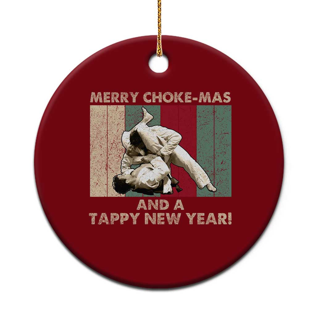Jiu Jitsu Christmas Ceramic Ornament Retro Merry Choke Mas Tappy New Year Martial Arts BJJ Lover - Wonder Print Shop