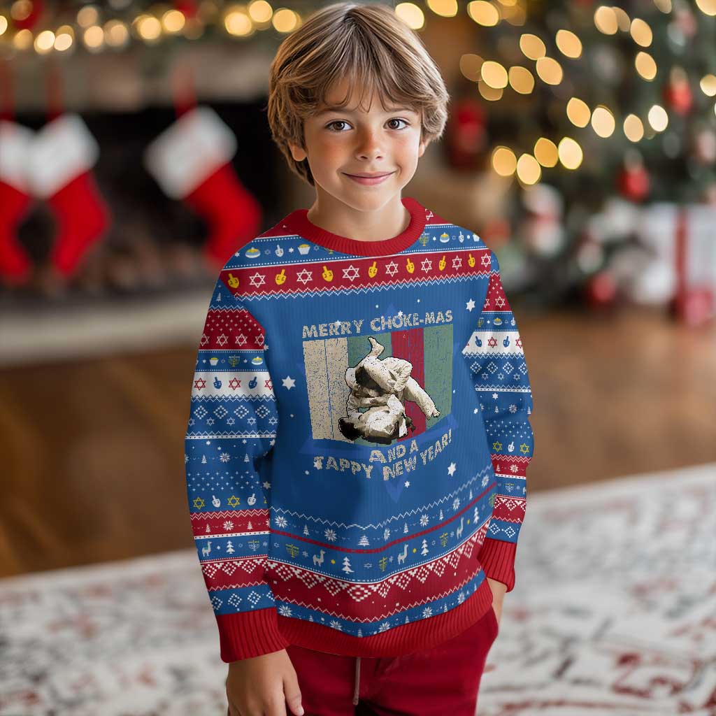 Jiu Jitsu Christmas Hanukkah Ugly Sweater Retro Merry Choke Mas Tappy New Year Martial Arts BJJ Lover - Wonder Print Shop