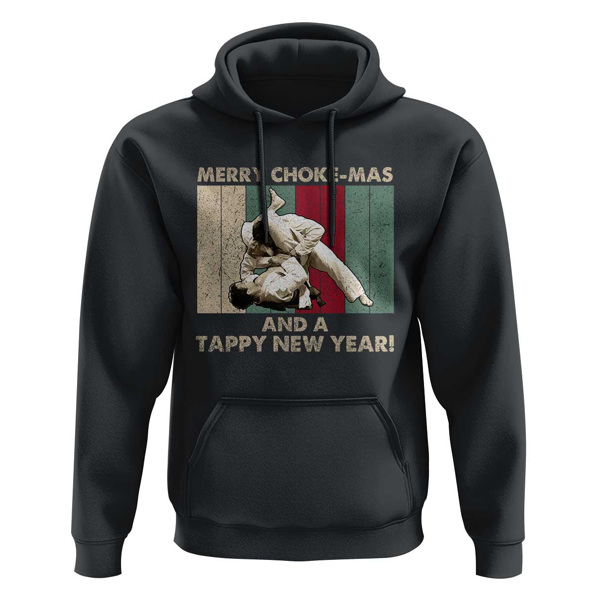 Jiu Jitsu Christmas Hoodie Retro Merry Choke Mas Tappy New Year Martial Arts BJJ Lover - Wonder Print Shop