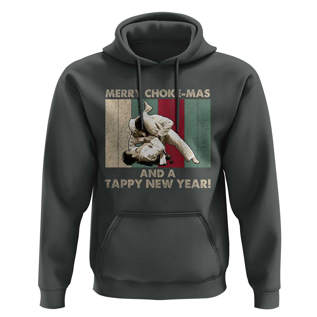 Jiu Jitsu Christmas Hoodie Retro Merry Choke Mas Tappy New Year Martial Arts BJJ Lover - Wonder Print Shop
