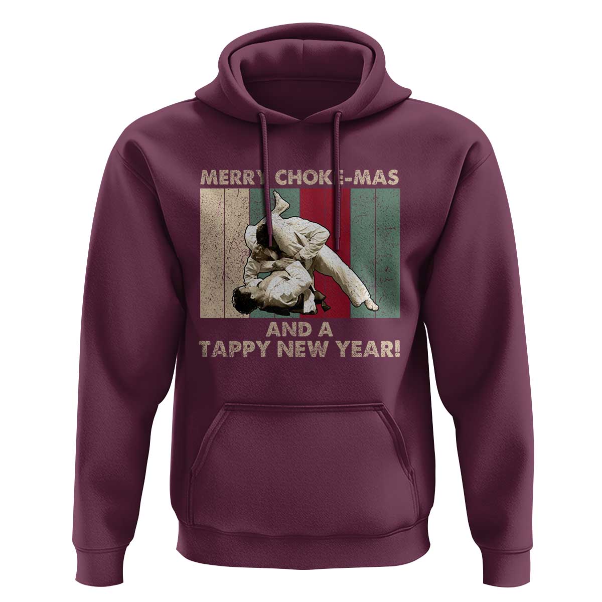 Jiu Jitsu Christmas Hoodie Retro Merry Choke Mas Tappy New Year Martial Arts BJJ Lover - Wonder Print Shop