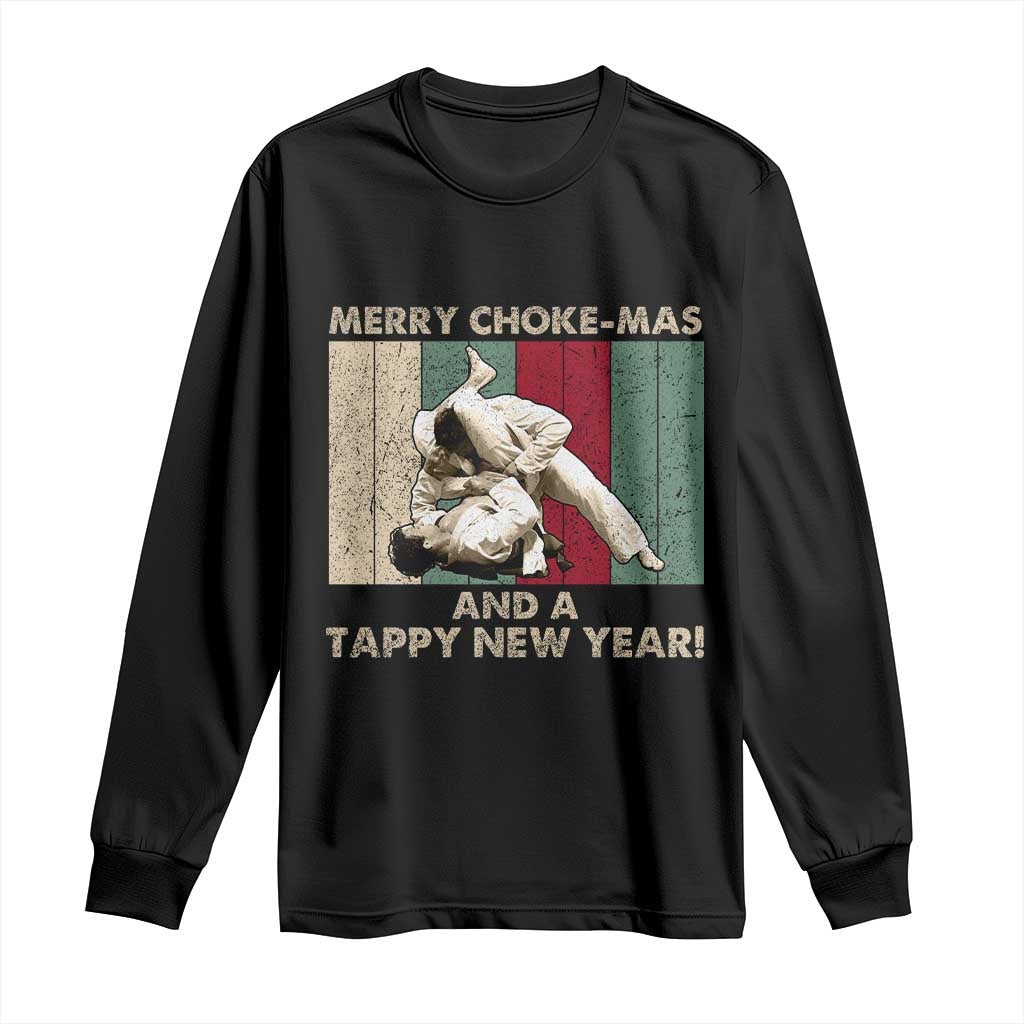 Jiu Jitsu Christmas Long Sleeve Shirt Retro Merry Choke Mas Tappy New Year Martial Arts BJJ Lover - Wonder Print Shop