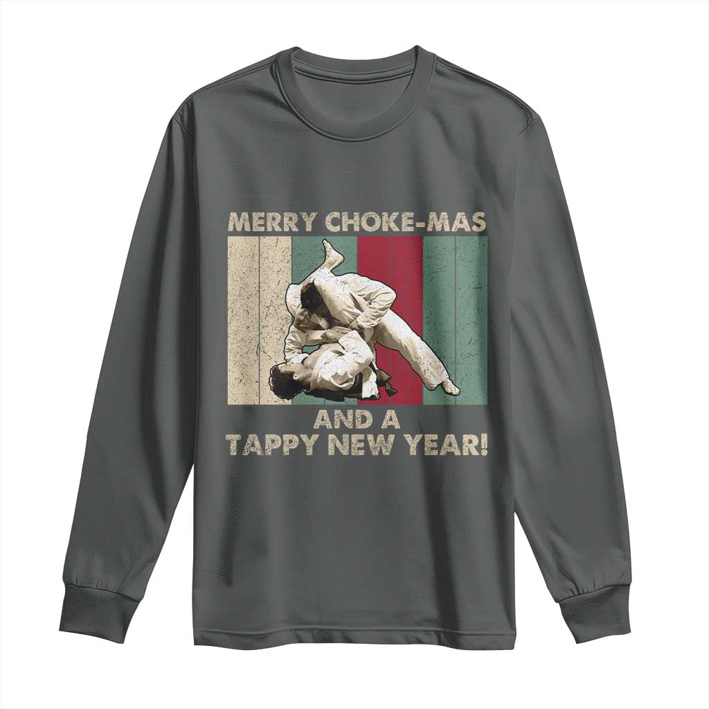 Jiu Jitsu Christmas Long Sleeve Shirt Retro Merry Choke Mas Tappy New Year Martial Arts BJJ Lover - Wonder Print Shop