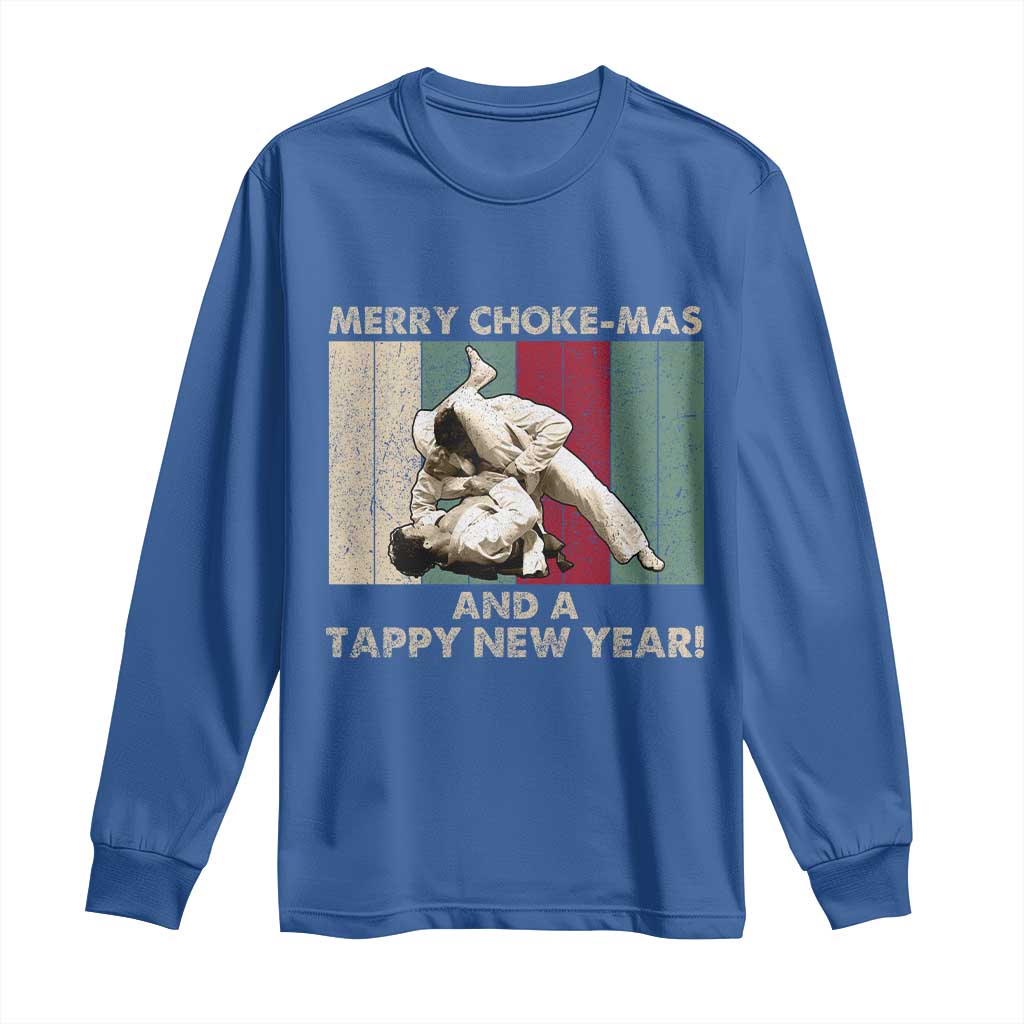 Jiu Jitsu Christmas Long Sleeve Shirt Retro Merry Choke Mas Tappy New Year Martial Arts BJJ Lover - Wonder Print Shop