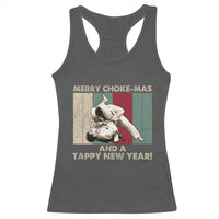Jiu Jitsu Christmas Racerback Tank Top Retro Merry Choke Mas Tappy New Year Martial Arts BJJ Lover - Wonder Print Shop