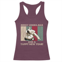 Jiu Jitsu Christmas Racerback Tank Top Retro Merry Choke Mas Tappy New Year Martial Arts BJJ Lover - Wonder Print Shop