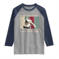 Jiu Jitsu Christmas Raglan Shirt Retro Merry Choke Mas Tappy New Year Martial Arts BJJ Lover - Wonder Print Shop