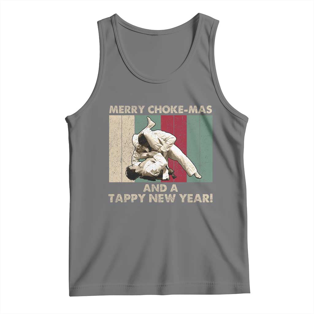 Jiu Jitsu Christmas Tank Top Retro Merry Choke Mas Tappy New Year Martial Arts BJJ Lover - Wonder Print Shop