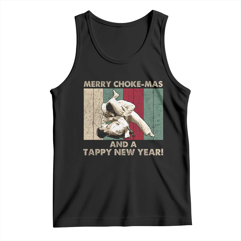 Jiu Jitsu Christmas Tank Top Retro Merry Choke Mas Tappy New Year Martial Arts BJJ Lover - Wonder Print Shop
