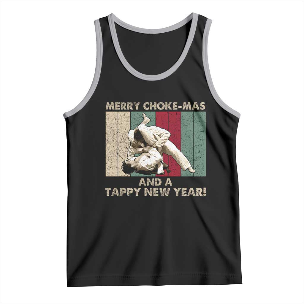 Jiu Jitsu Christmas Tank Top Retro Merry Choke Mas Tappy New Year Martial Arts BJJ Lover - Wonder Print Shop