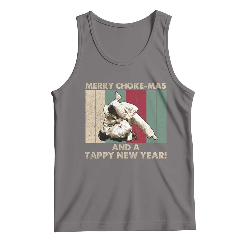 Jiu Jitsu Christmas Tank Top Retro Merry Choke Mas Tappy New Year Martial Arts BJJ Lover - Wonder Print Shop