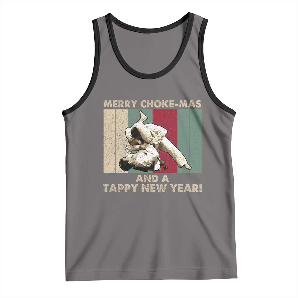 Jiu Jitsu Christmas Tank Top Retro Merry Choke Mas Tappy New Year Martial Arts BJJ Lover - Wonder Print Shop
