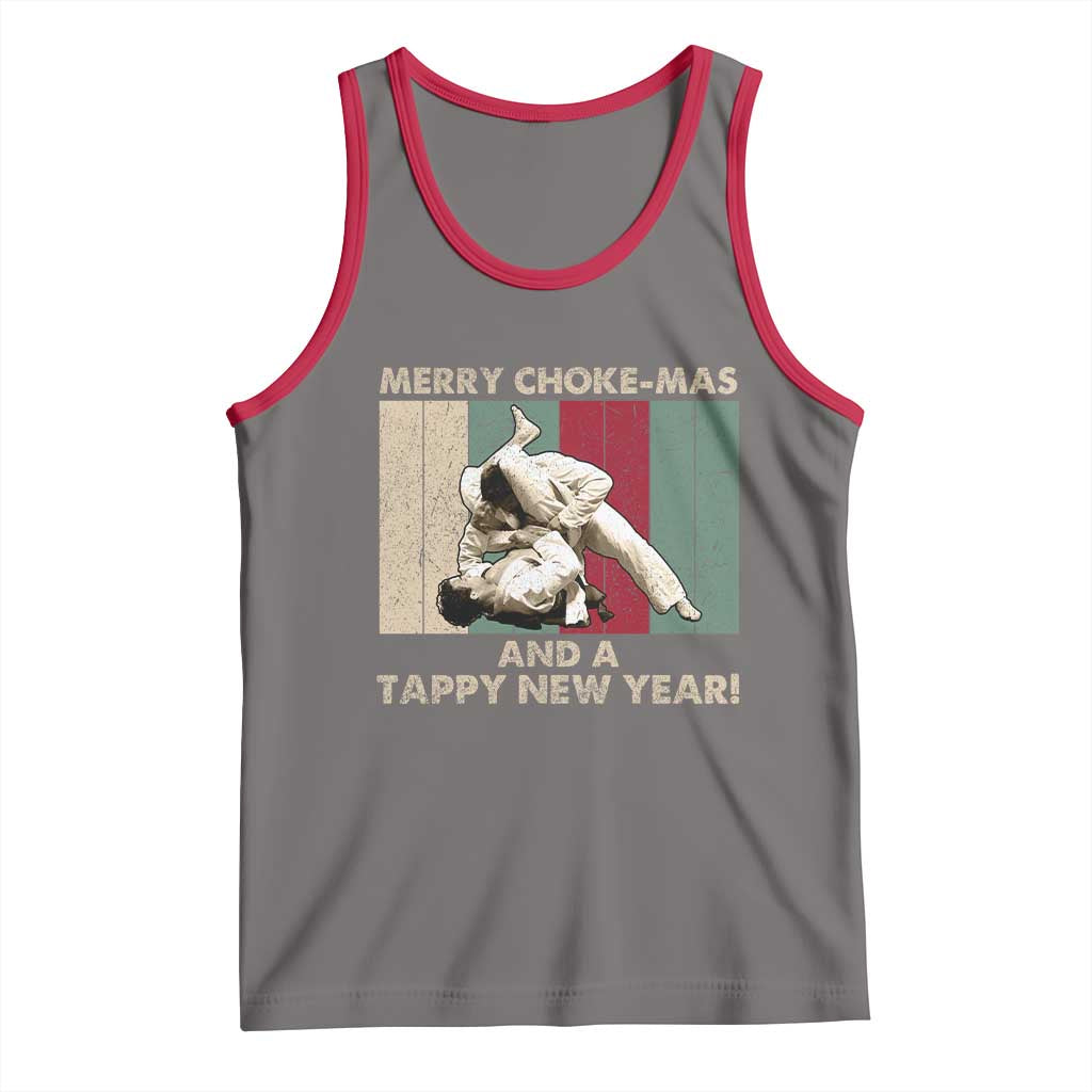 Jiu Jitsu Christmas Tank Top Retro Merry Choke Mas Tappy New Year Martial Arts BJJ Lover - Wonder Print Shop