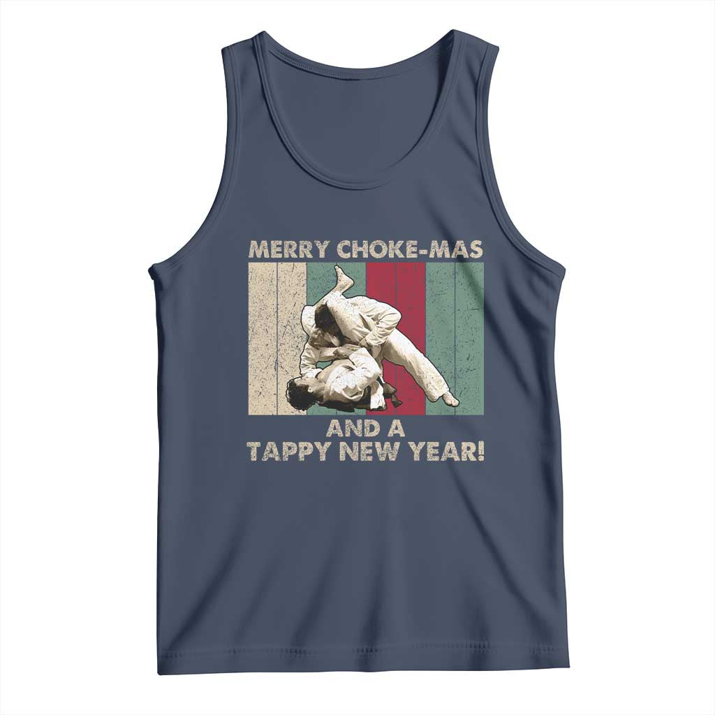 Jiu Jitsu Christmas Tank Top Retro Merry Choke Mas Tappy New Year Martial Arts BJJ Lover - Wonder Print Shop
