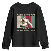 Jiu Jitsu Christmas Youth Sweatshirt Retro Merry Choke Mas Tappy New Year Martial Arts BJJ Lover - Wonder Print Shop