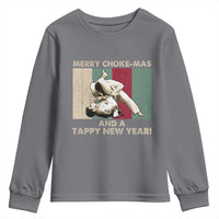Jiu Jitsu Christmas Youth Sweatshirt Retro Merry Choke Mas Tappy New Year Martial Arts BJJ Lover - Wonder Print Shop