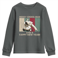 Jiu Jitsu Christmas Youth Sweatshirt Retro Merry Choke Mas Tappy New Year Martial Arts BJJ Lover - Wonder Print Shop
