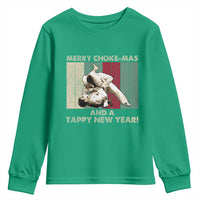 Jiu Jitsu Christmas Youth Sweatshirt Retro Merry Choke Mas Tappy New Year Martial Arts BJJ Lover - Wonder Print Shop