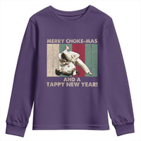 Jiu Jitsu Christmas Youth Sweatshirt Retro Merry Choke Mas Tappy New Year Martial Arts BJJ Lover - Wonder Print Shop
