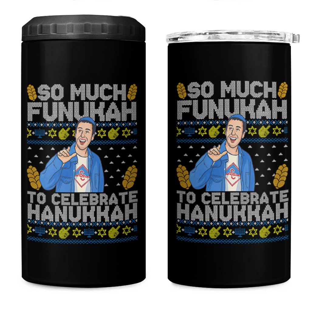 Funny Ugly Hanukkah 4 in 1 Can Cooler Tumbler So Much Funukah To Celebrate Hanukkah Sandler - Wonder Print Shop